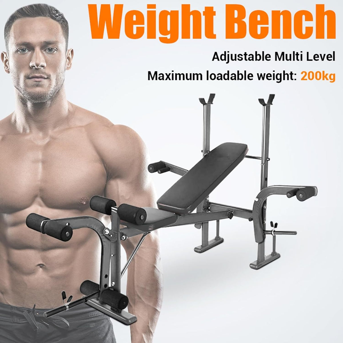 Weight Ben Set with Leg Extension/Curl and Preacher Curl Pad, Leg Developer, Foldable Workout Ben for Home, 800LBS, 4 in 1 Design(Us Stock）