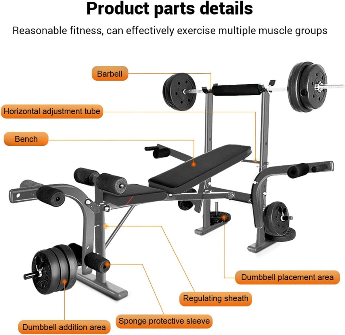 Weight Ben Set with Leg Extension/Curl and Preacher Curl Pad, Leg Developer, Foldable Workout Ben for Home, 800LBS, 4 in 1 Design(Us Stock）